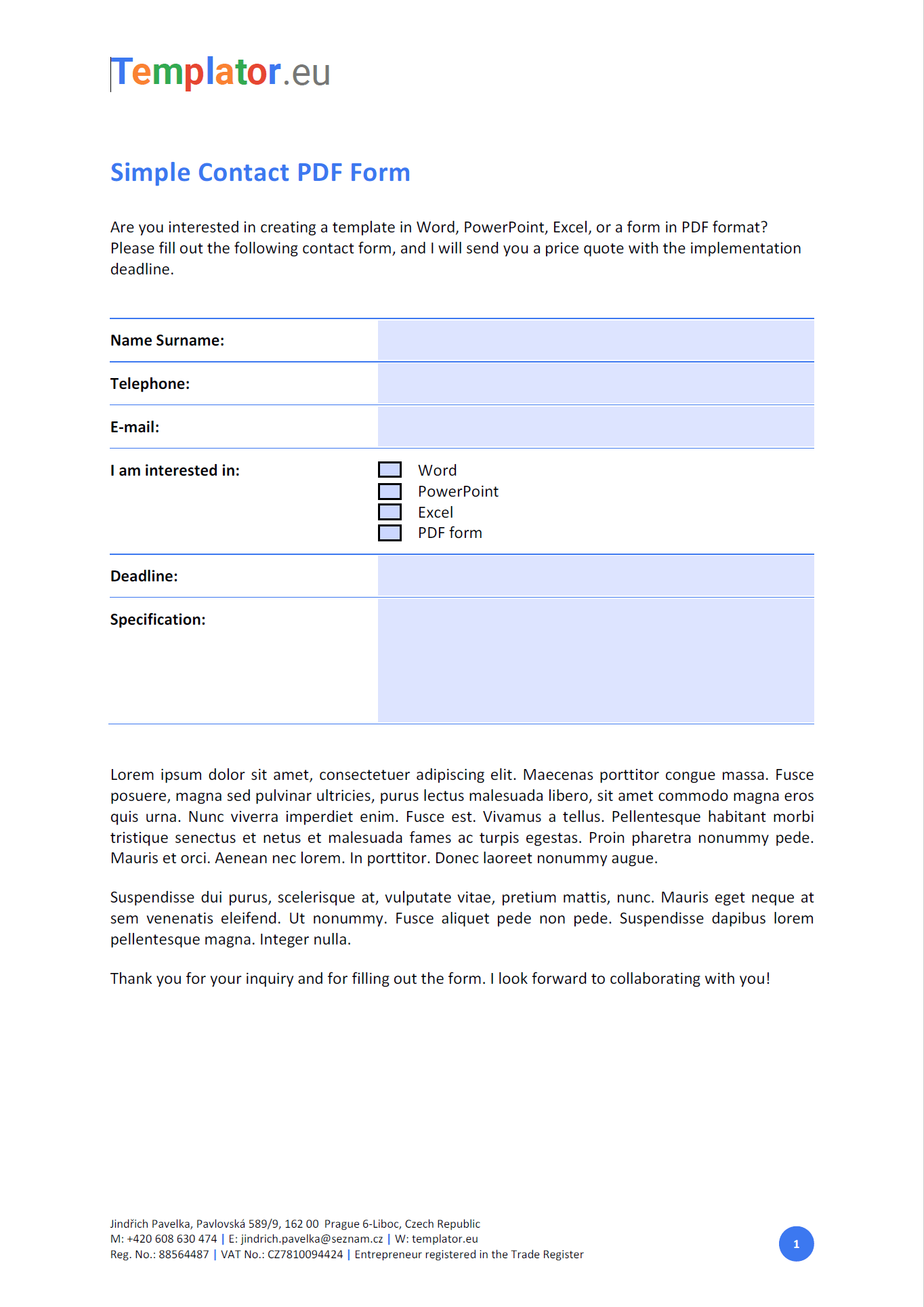 Sample PDF form