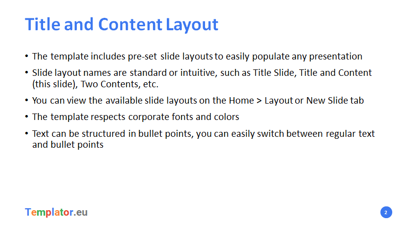 Template sample – presentation slide 2